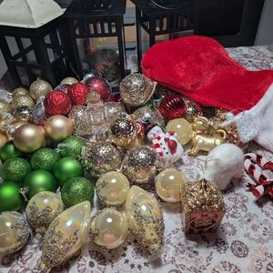 Festive Holiday Ornament Set with Stocking